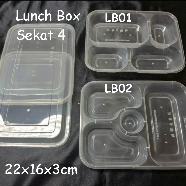 Box Bento Sekat 4 / Tray Bento Plastik / Lunch Box Bento Transparan LPO-514