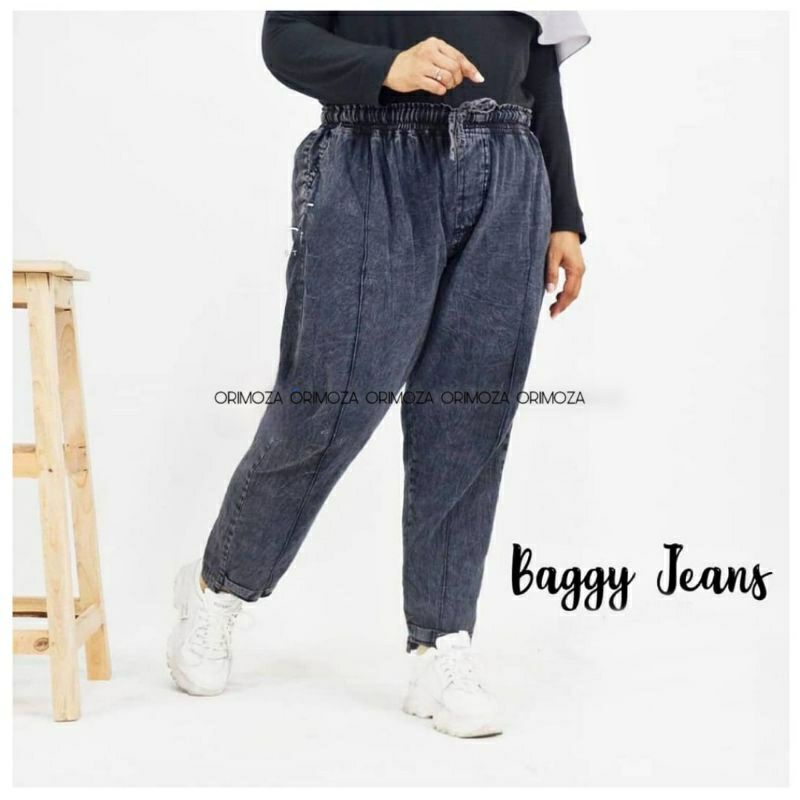 Celana Baggy Jeans Wanita Jumbo Big Size XXL 4L 6L 8L BB 130Kg