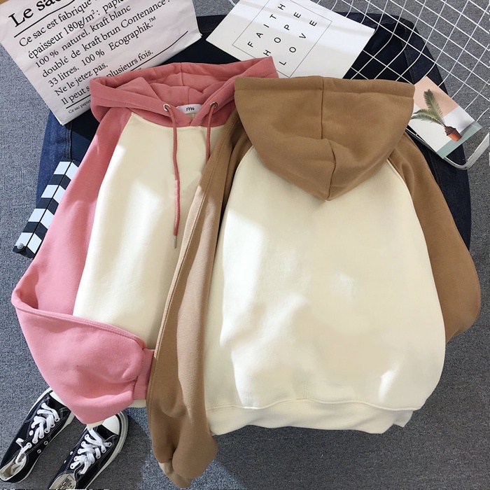 Sweater Wanita Oversize Cream Korean Sweter Hoodie Grey big size Jpan