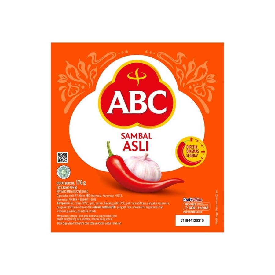 SAMBAL ASLI ABC SACHET 8GR ISI 22 PCS SAUS SAMBEL SAOS HALAL