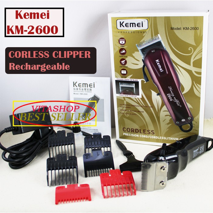 MESIN CUKUR RAMBUT KEMEI KM 2600 SEPATU SISIR SET KOMPLIT clipper