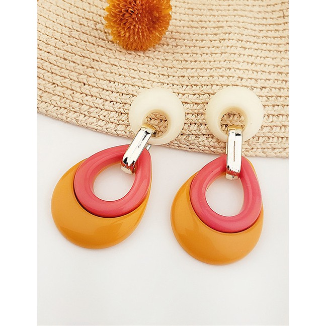 LRC Anting Tusuk Fashion Geometric Water Drop Circle Earrings F5265X