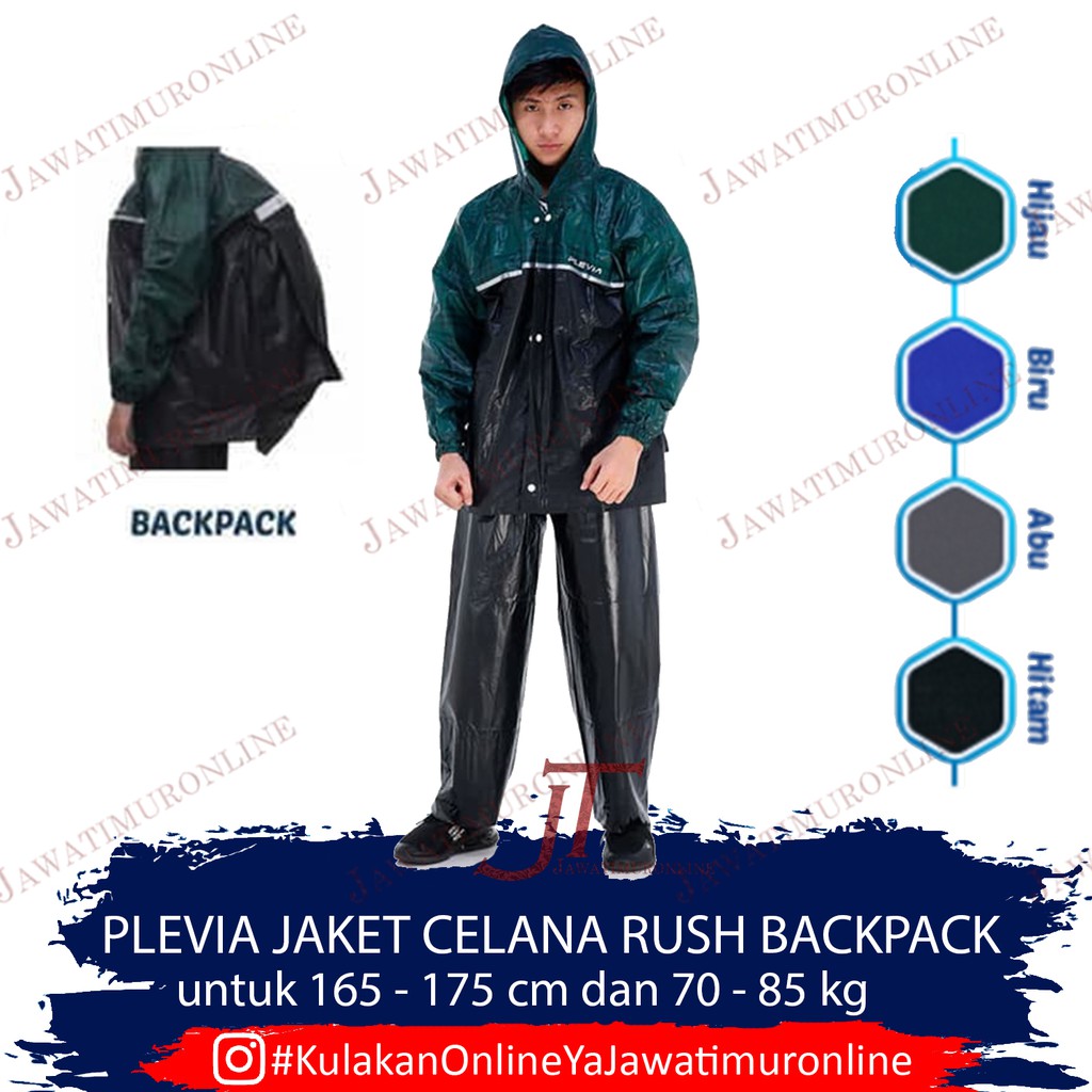 Plevia Jas Hujan Jaket Celana Untuk Backpackers RUSH