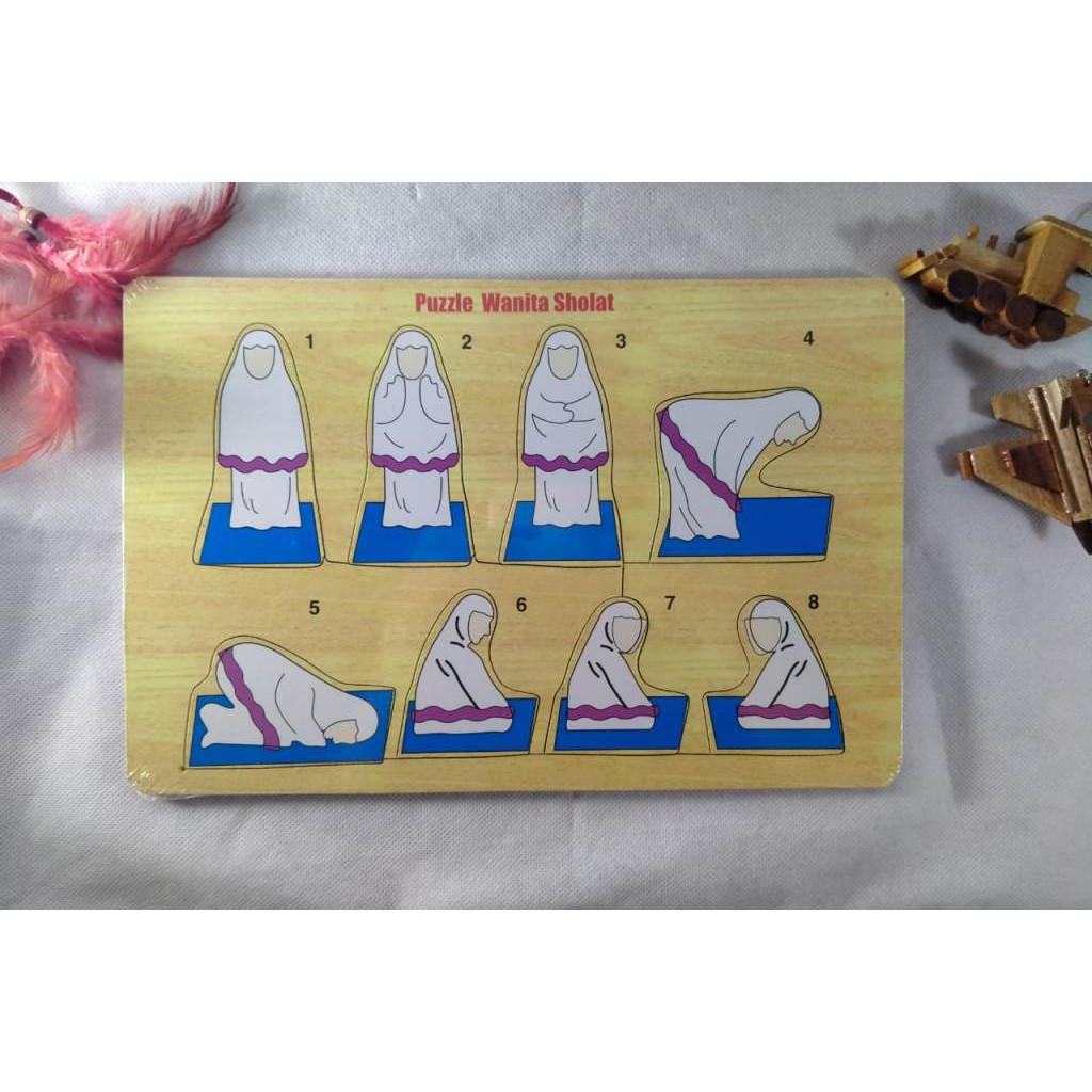 PUZZLE KAYU / MAINAN EDUKASI / PUZZLE GAMBAR GERAKAN SHOLAT WANITA. RIENS COLLECTIONS