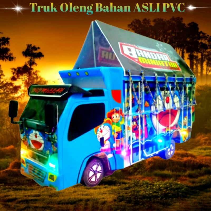 MINIATUR TRUK OLENG DORAEMON BAHAN ASLI PVC FULL VARIASI LAMPU TERPAL