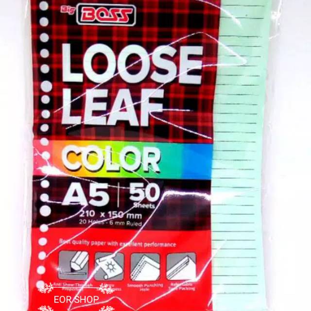 

Loose Leaf Warna Rainbow Big Boss A5 50 Lembar