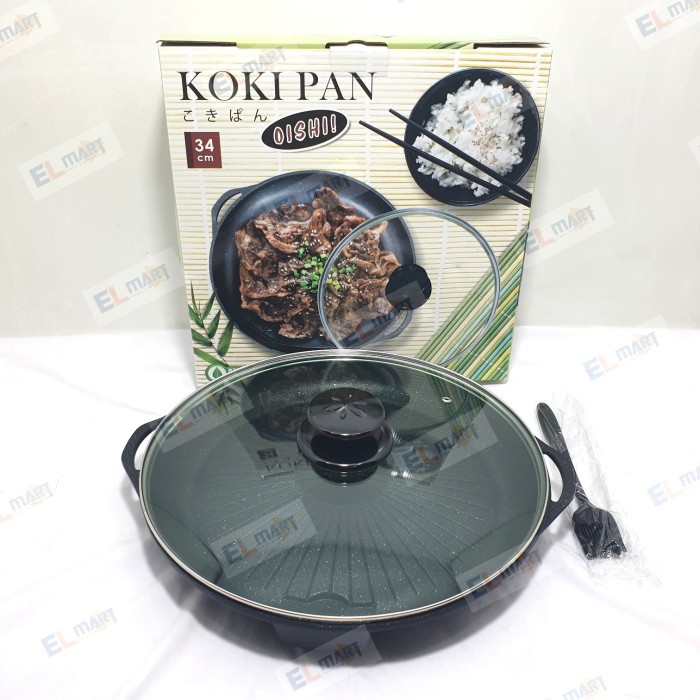 Grill Bulat Koki Pan ASTA Oishi Alat Pemanggang Steak Daging BBQ 34 cm