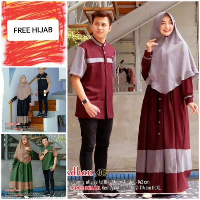 FREE HIJAB COUPLE  BAJU  LEBARAN  SPECIAL RAMADHAN GAMIS  DAN 