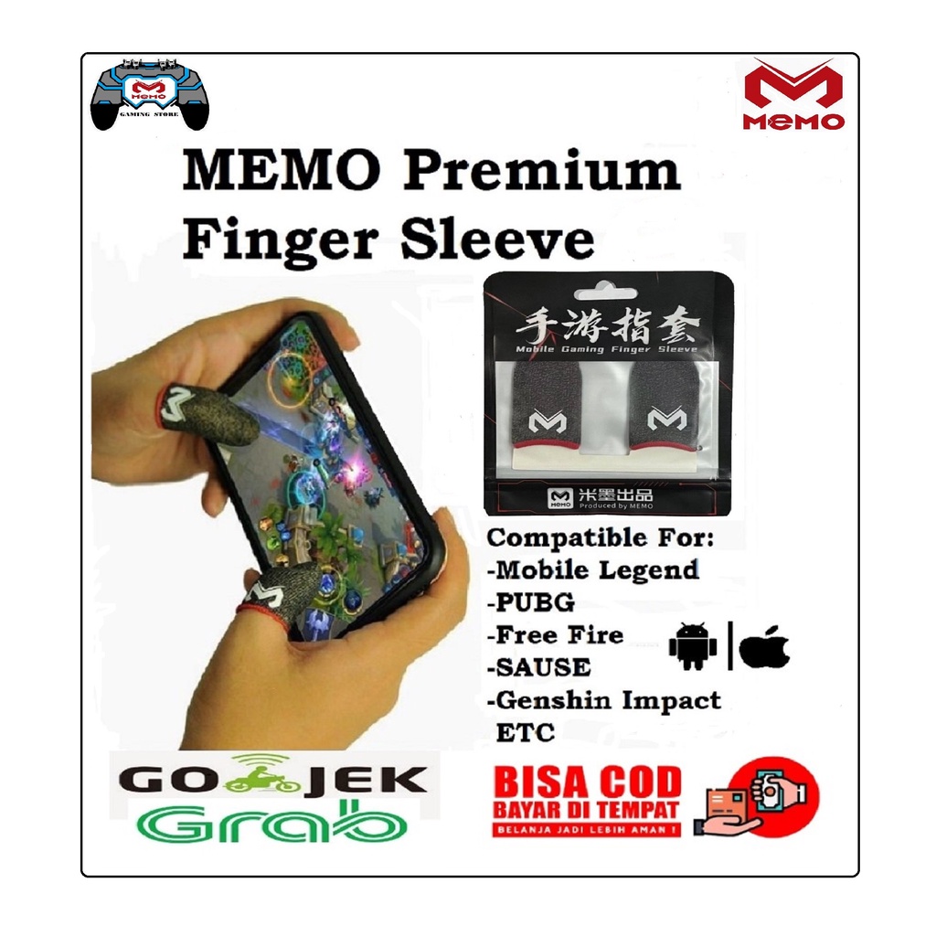 Original MEMO Finger Sleeve Sarung Jempol Gaming Anti Keringat isi 2 pcs