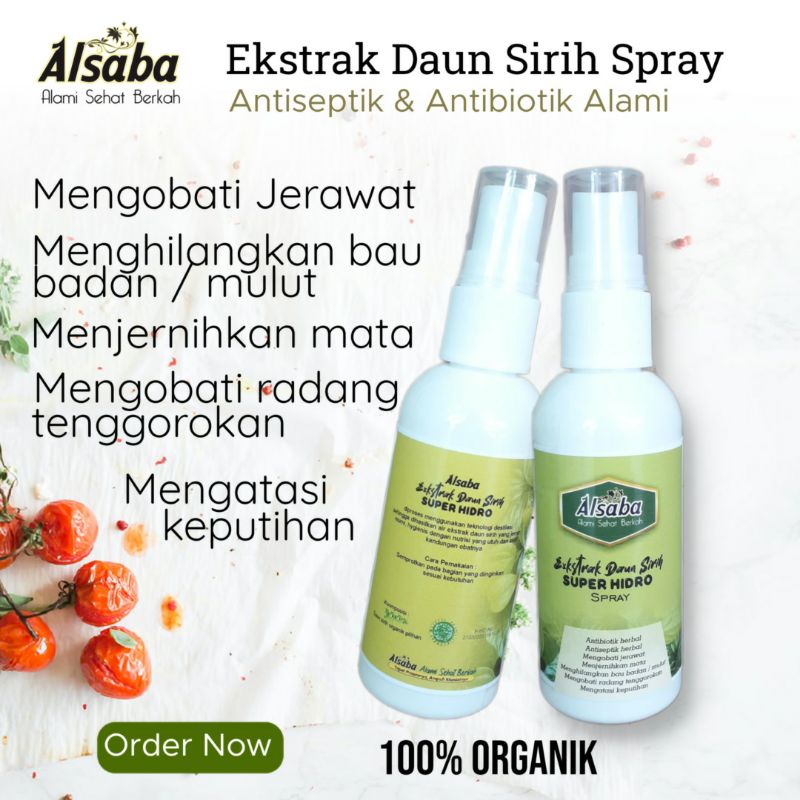 Antibiotik dan antiseptik Herbal Alsaba Sirih Spray Mengobati jerawat gatal bau mulut mempercepat pe