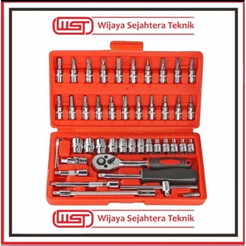 kunci sock socket set 46pcs sockset wrench set 46 pcs spanner sockset