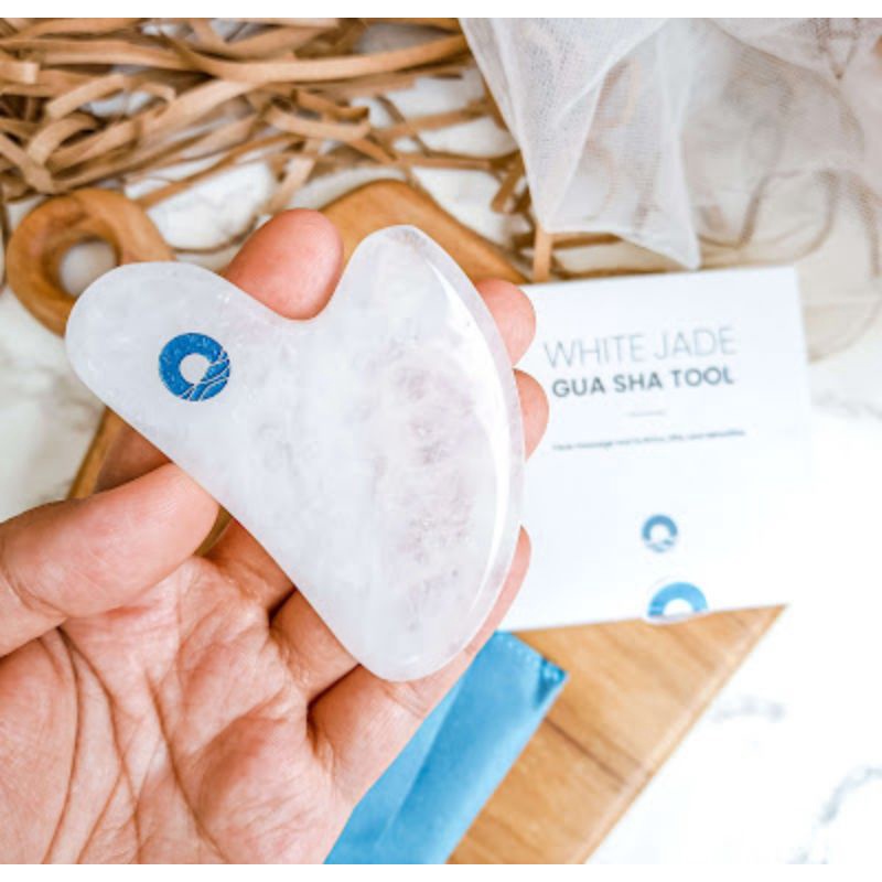 Oasea White Jade Gua Sha Tool Original/ Face Massager Guasha Ori Batu Giok Asli/ Guasha Original Fro