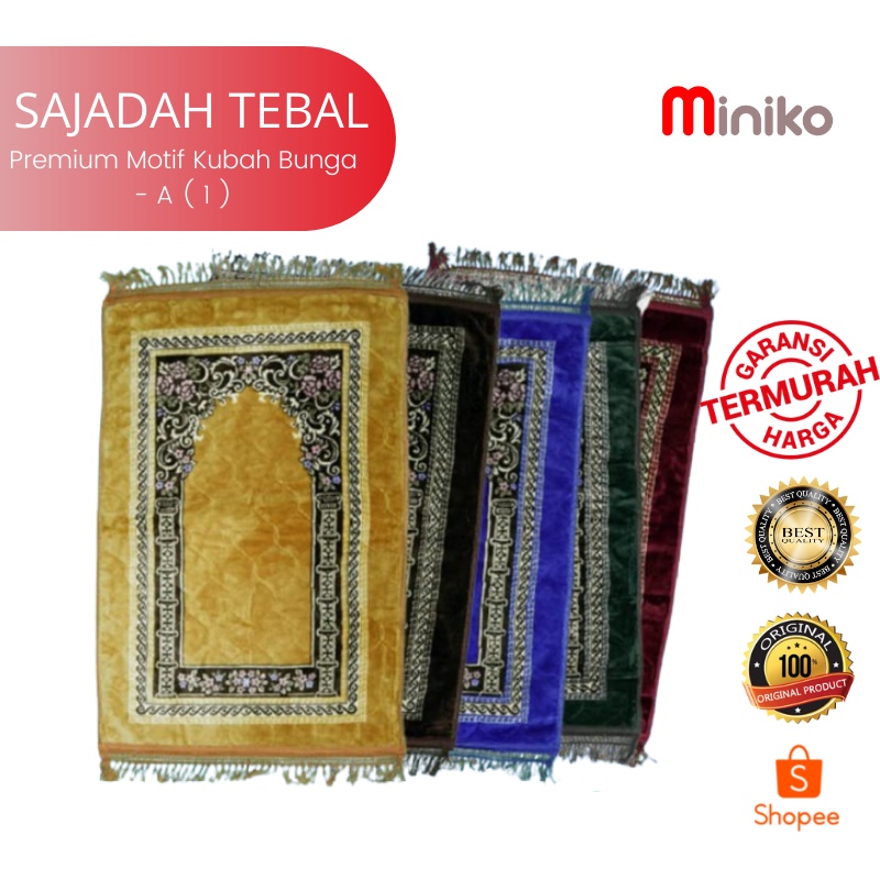 Miniko Sajadah TEBAL Motif KUBAH BUNGA Rumbai 1 (A) / Sajadah TERMURAH Uk.70cmx110cm