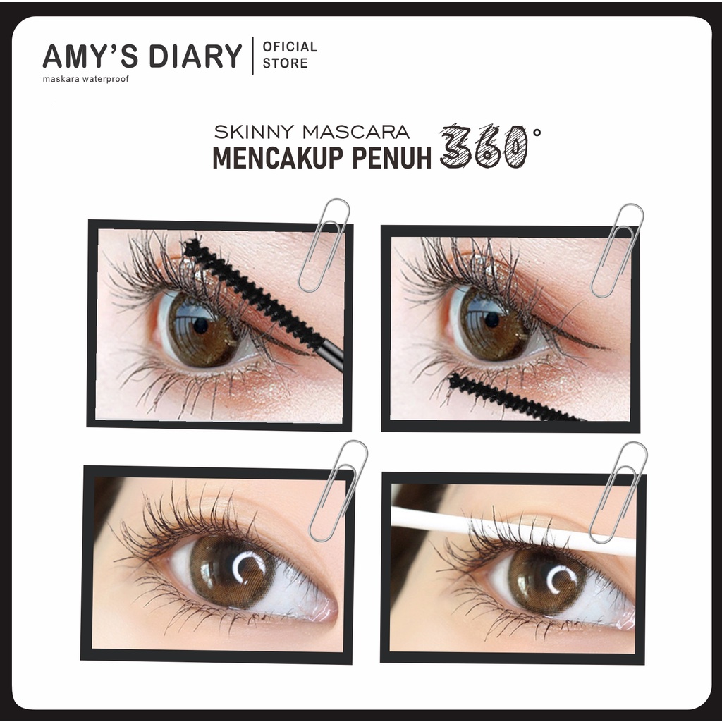 Maskara Amy's Diary hitam 3D maskara waterproof pelentik bulu mata anti air tahan lama