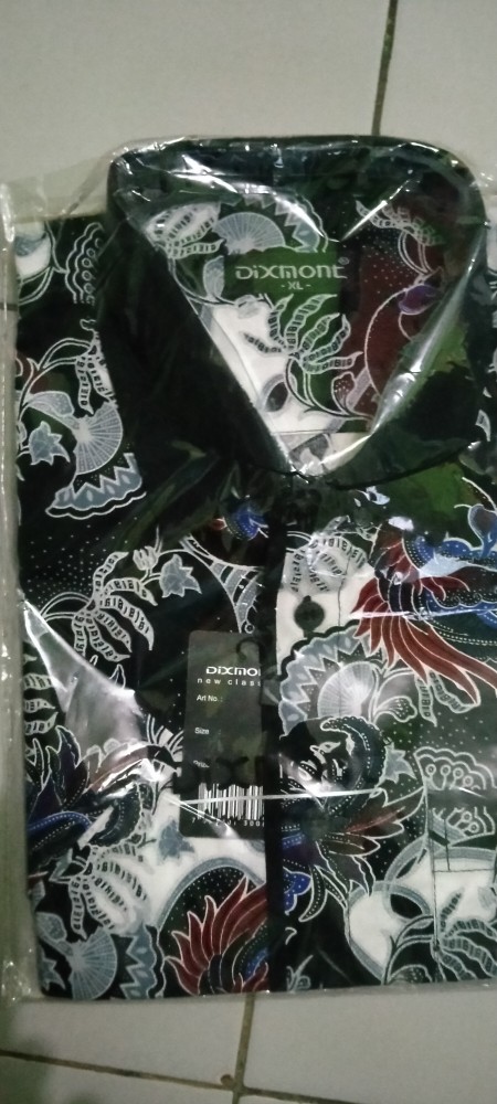 Kemeja Batik Pria Lengan Pendek Bs68 Katun Motif Modern Dixmont Semi Slimfit Premium