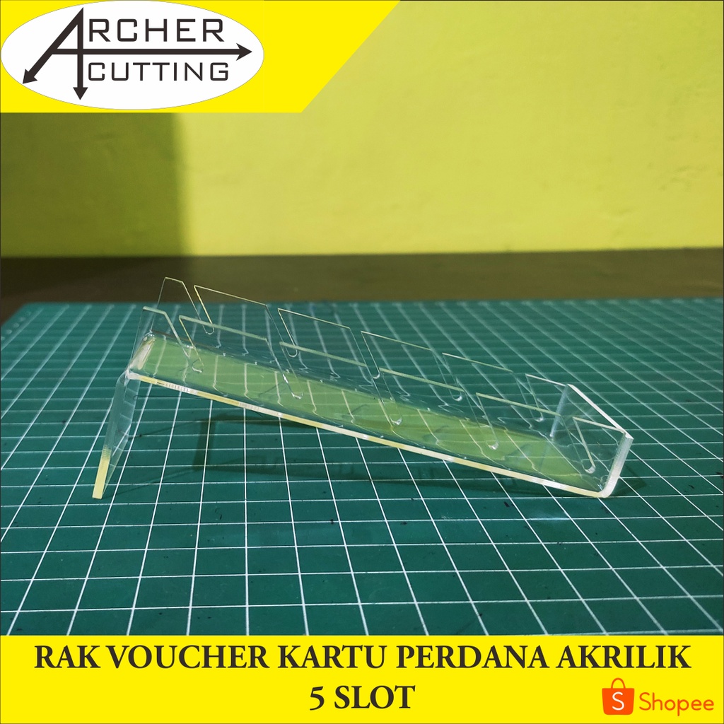 TEMPAT RAK VOUCHER PERDANA AKRILIK 5 SLOT