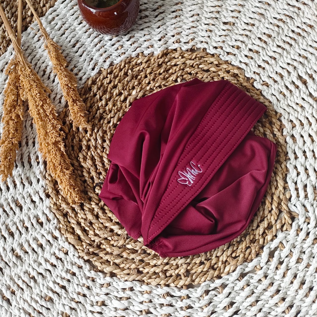 Jilbab Sport Murah Hijab Olahraga Bergo Jersey Instant Premium || Hijab volly-MAROON SHORT