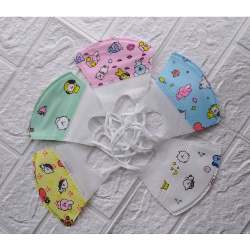 masker duckbill anak motif BT21// MASKER BTS (ecer)