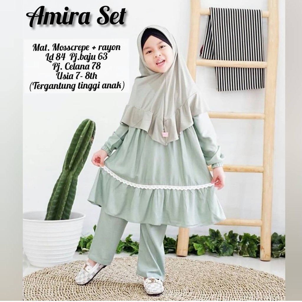 Baju Muslim Anak Baju Celana Amira Set Untuk Usia 6 8 Tahun Stelan Baju Muslim Kids Setelan Set Terbaru Terlaris Shopee Indonesia