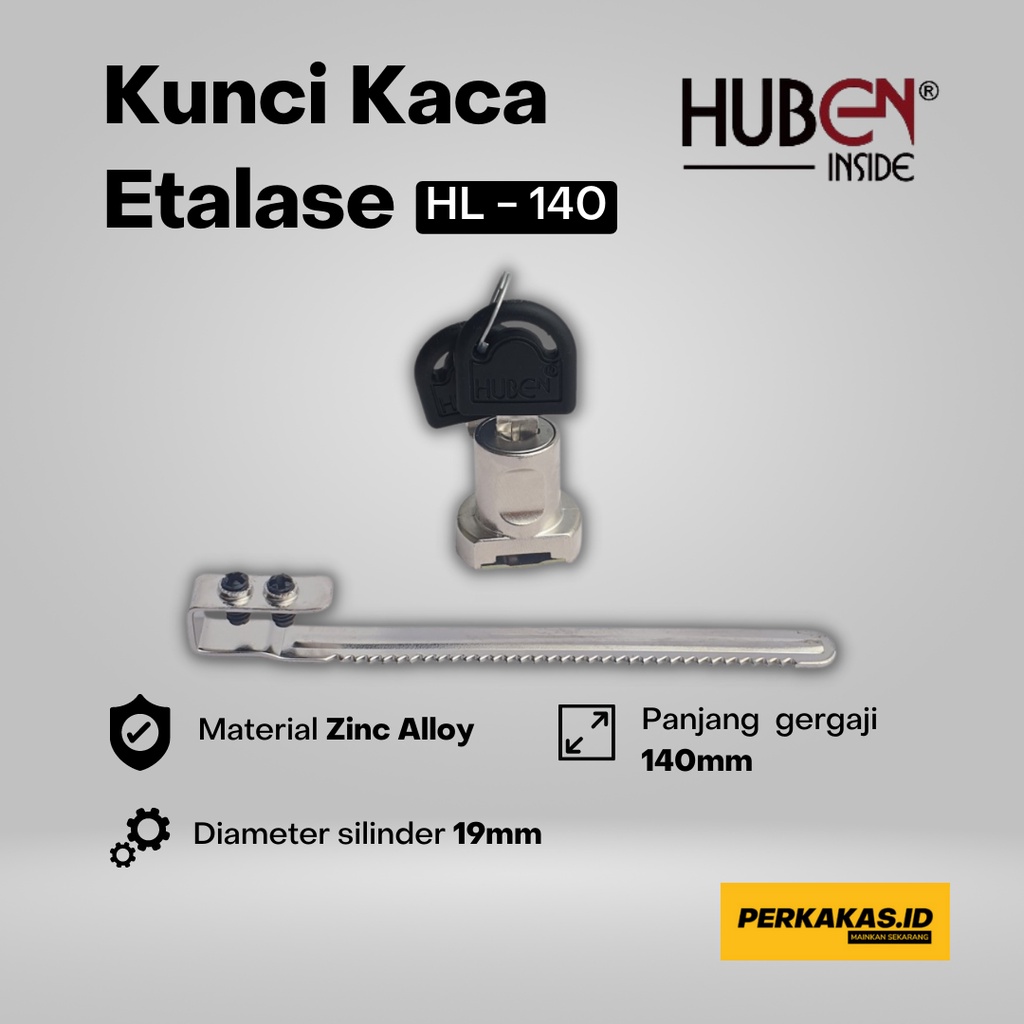 Kunci Kaca Etalase Gergaji Sliding HUBEN HL-140