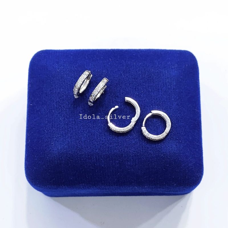 ANTING PERAK ASLI SILVER 925 LAPIS EMAS MODEL JEPIT DONAT - PERHIASAN PERAK WANITA