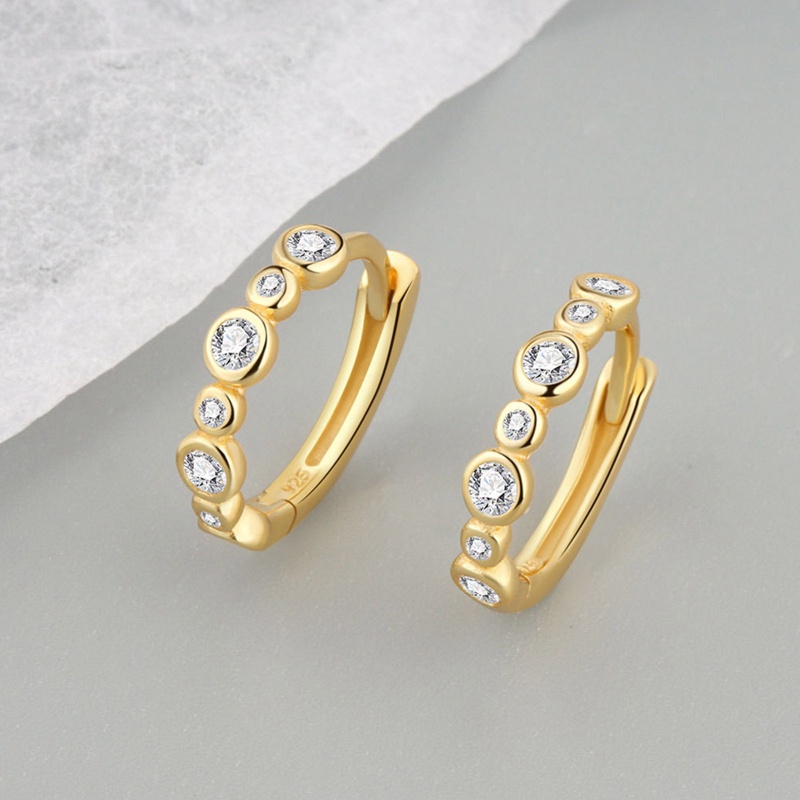 Anting Bulat Hias Zircon Gaya Korea Untuk Wanita