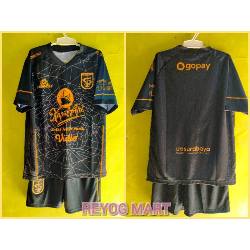 JERSEY KIDS PERSEBAYA ALTERNATE 2021 - 2022 SETELAN ANAK BRI LIGA 1 GOLD HITAM TERBARU LOKAL