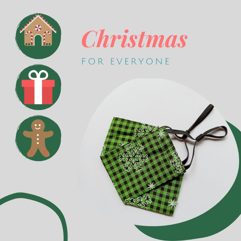 MASKER KAIN MOTIF NATAL DEWASA KF94 3PLY