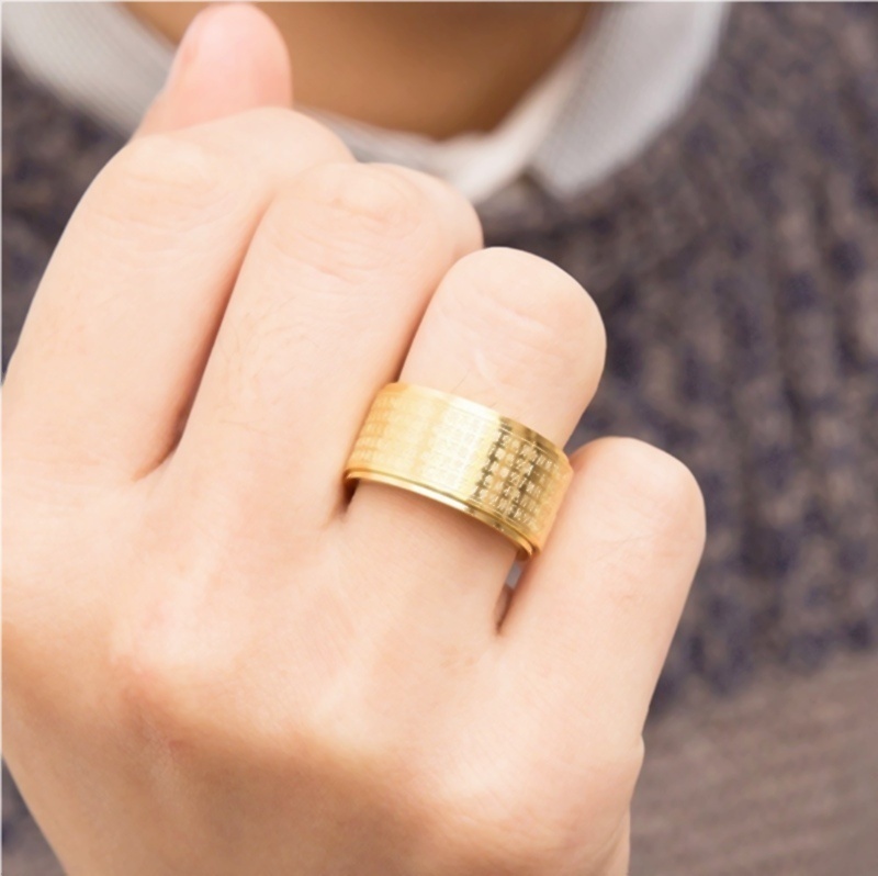 Cincin Bahan Stainless Steel 316l Gold Plated 18k Ukuran 7-14 Untuk Pria Dan Wanita