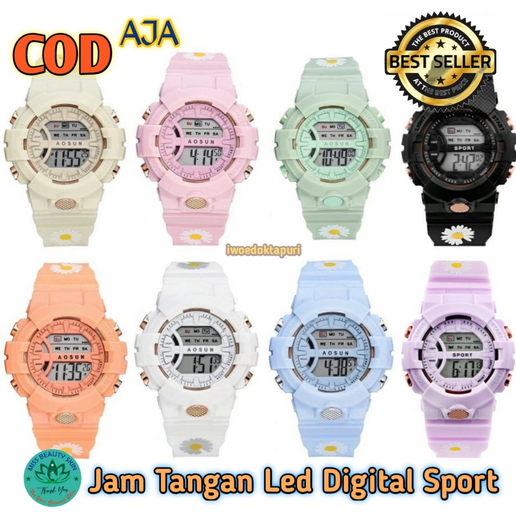 Jam Tangan Led Wanita Cewek Pria Cowok Digital Rubber  Bulat Polos cocok Untuk Anak laki perempuan Remaja dan Dewasa Import Terbaru Terlaris Terkini