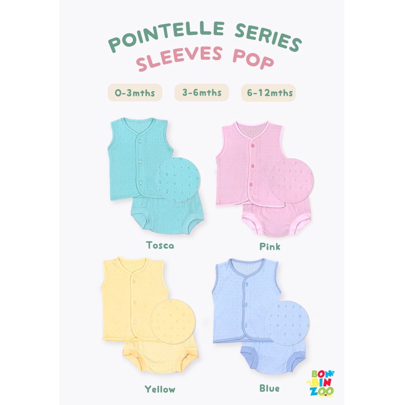 Pointelle Bonbinzoo Setelan Baju Panjang Celana Panjang Baju Pendek Celana Pendek Baju Kutung Celana Pop Polos Warna Lembut Boy Girl Pastel Bayi dan Anak SNI 0-3 / 3-6 / 6-12m