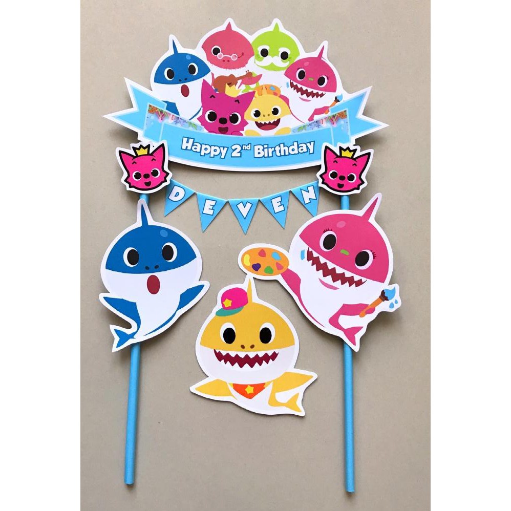 ,,,,,,,] Topper Kue Tart atau Ice Cream tema Baby Shark