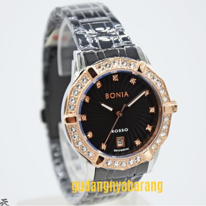 JAM TANGAN WANITA - LADIES - CEWEK BONIA BNR164-2337S BLACK HITAM ROSE GOLD ORIGINAL CANTIK