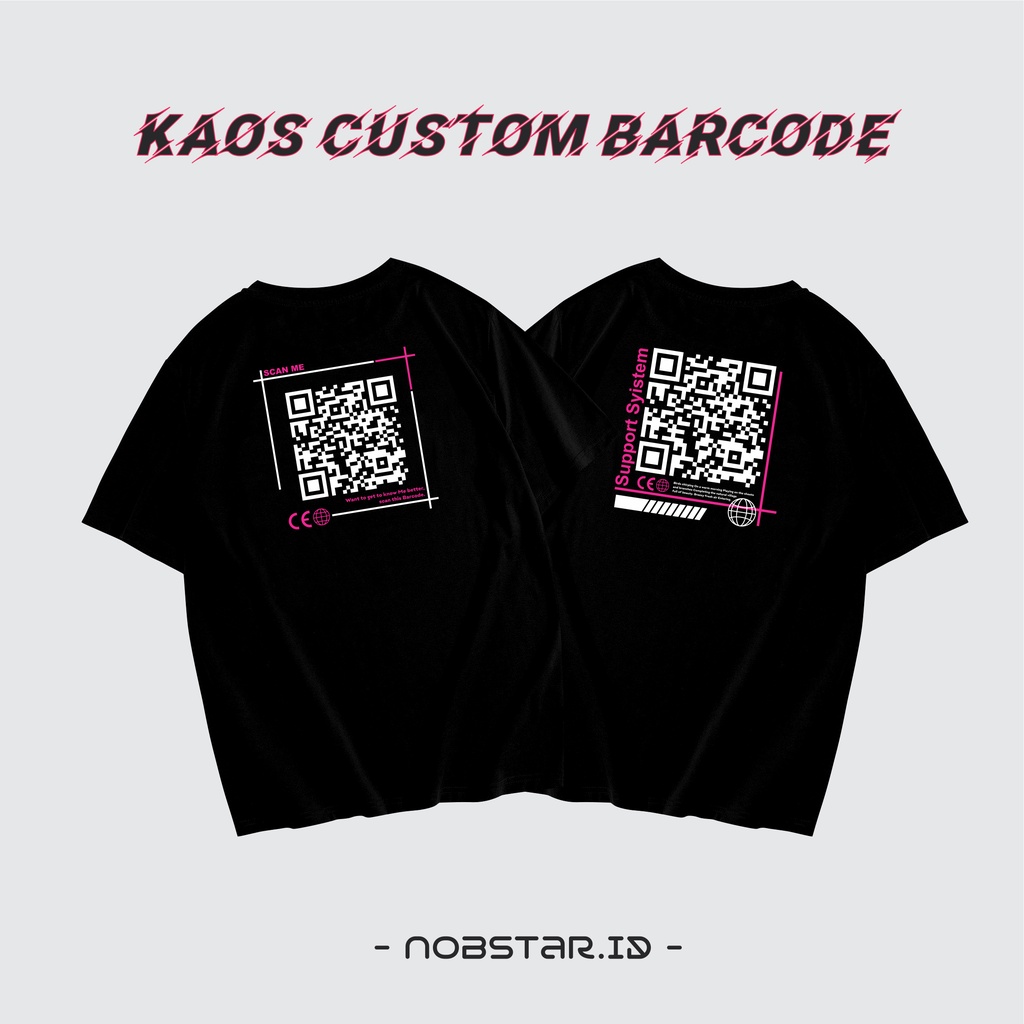 KAOS CUSTOM BARCODE SATUAN | KAOS SCAN ME QR CODE | KAOS CUSTOM SATUAN HARGA TERMURAH | SIZE S - XXL