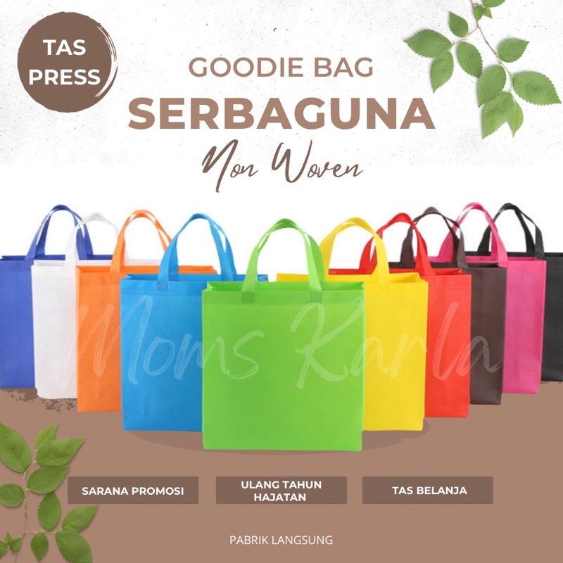 

Tas Spunbond goodie bag handle tali 30x40cm