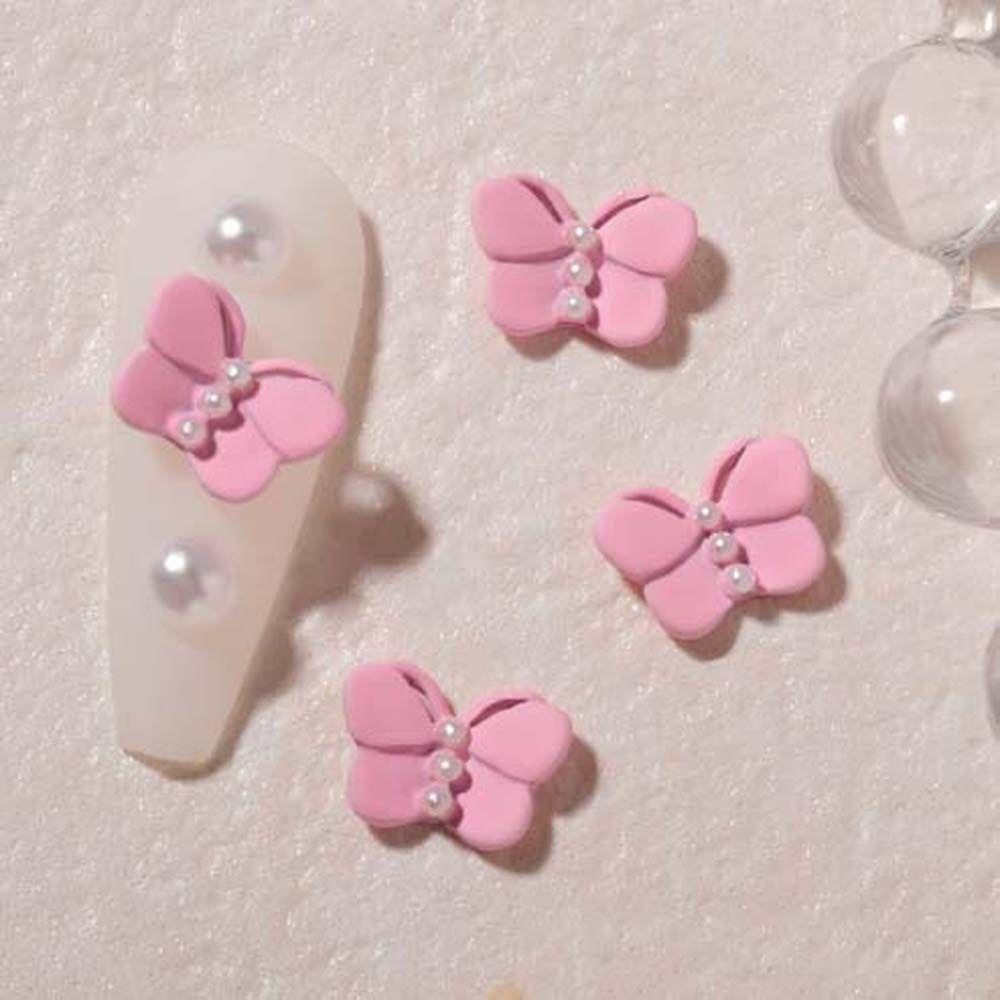 Mxbeauty Hiasan Nail Art Kupu-Kupu Fashion Jepang Mutiara Imitasi Hiasan Kuku Perhiasan Kuku 3D