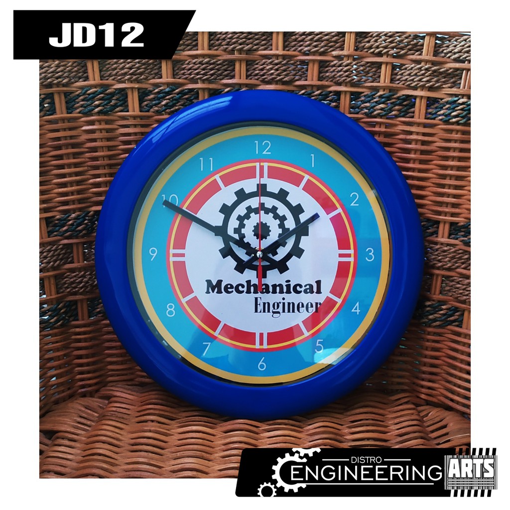 Jam Dinding Warna Biru Motif Mechanical Engineering / Jam Dinding Gambar Keren