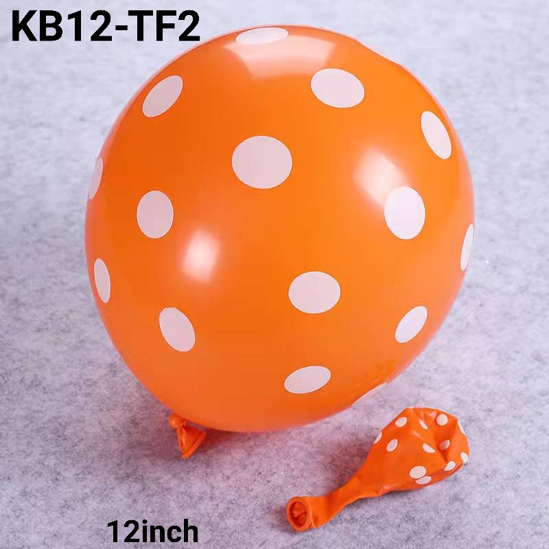 KB12-TF2 Balon latex 12 inch 30 cm polkadot orange totol putih tebal (Balon Latex Bulat Polkadot) pa