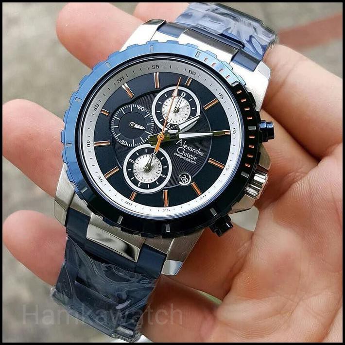 BEH ! jam tangan pria alexander cristie original tipe ac6141 blue n silver BEST SELLER