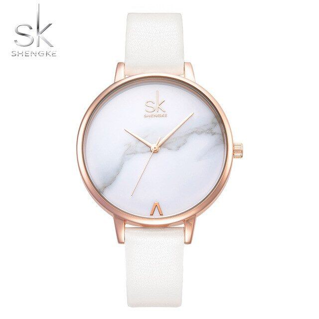 SHENGKE 0039 Jam Tangan Wanita Analog Tali Kulit WK-SBY