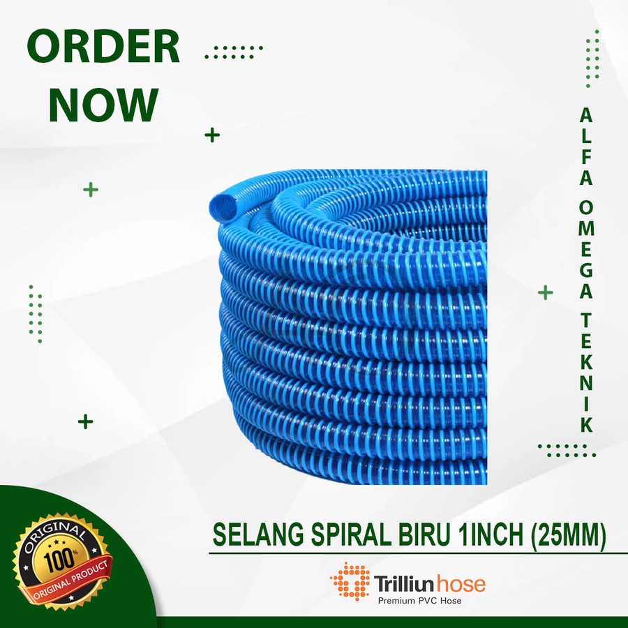 SELANG HISAP AIR 1 INCH 25MM TRILLIUN PVC SPIRAL BIRU POMPA IRIGASI 1"