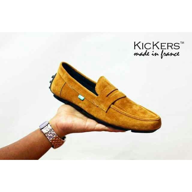 sepatu pria slop kickers jevlin casual formal kulit suede santai