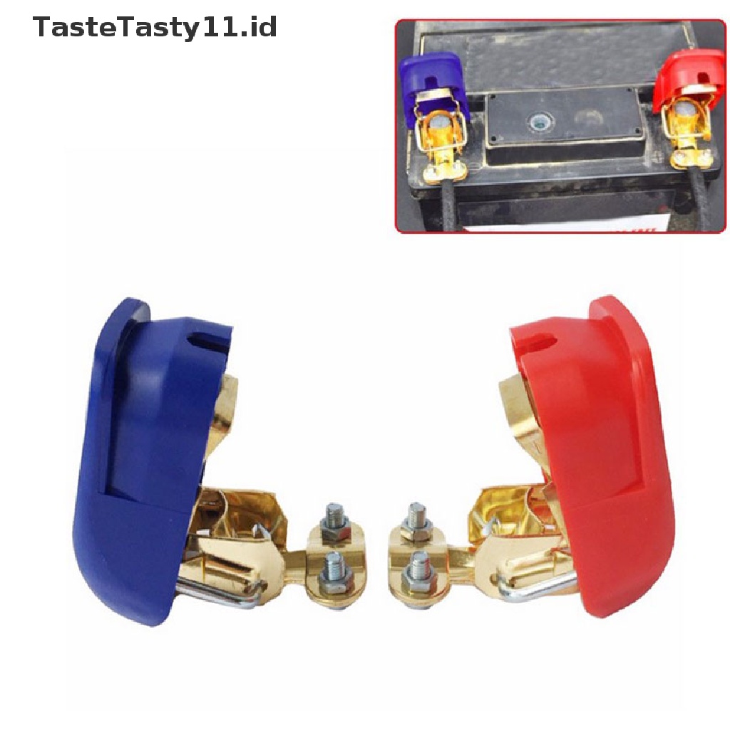 Tastetasty 2pcs Klem Konektor Terminal Aki Mobil 12v Rilis Cepat