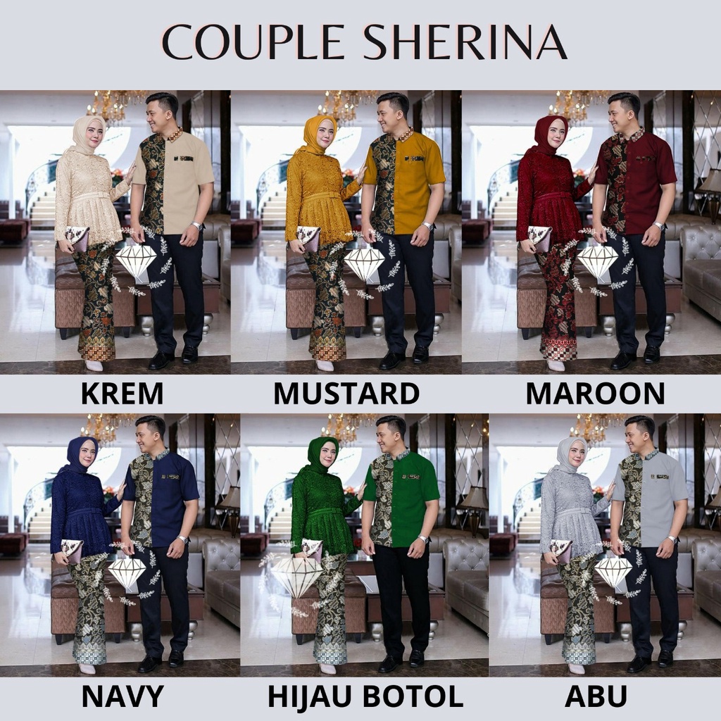 CP Sherina Batik / Kapel Pasangan Brukat / Baju Pasangan Muslim / Couple Batik /Couple Kebaya Brukat