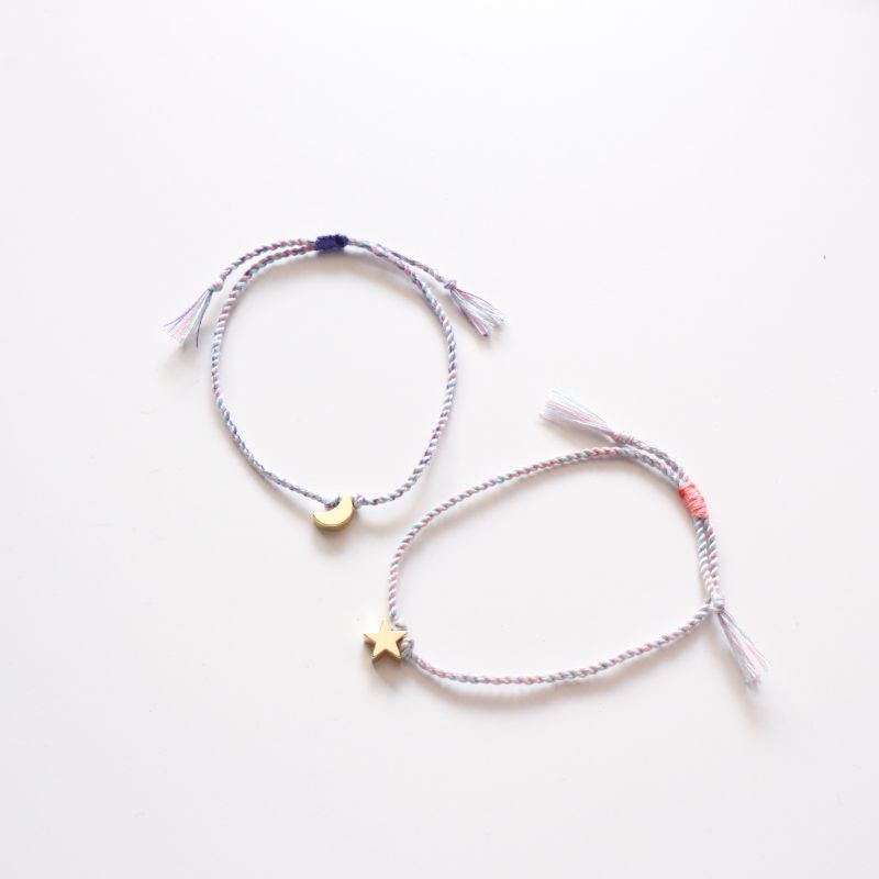 Gelang tangan moon &amp; star twist new edition loliastuf adjustable (gelang/ gelang boho/ gelang twist/ gelang lilit/ gelang bracelet / gelang bulan / gelang bintang/ gelang friendship / gelang couple)