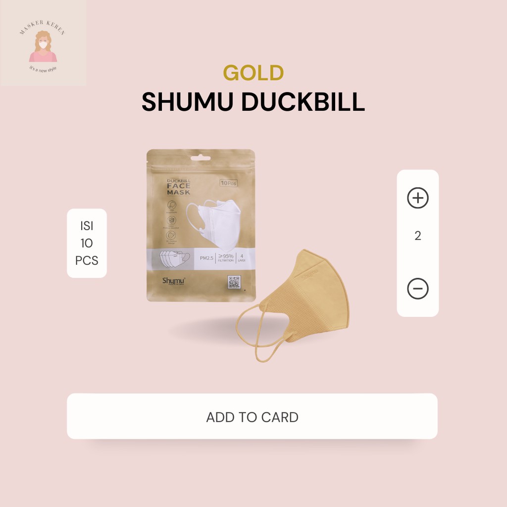 Masker Duckbill Shumu Warna GOLD 4Ply Original Terbaru