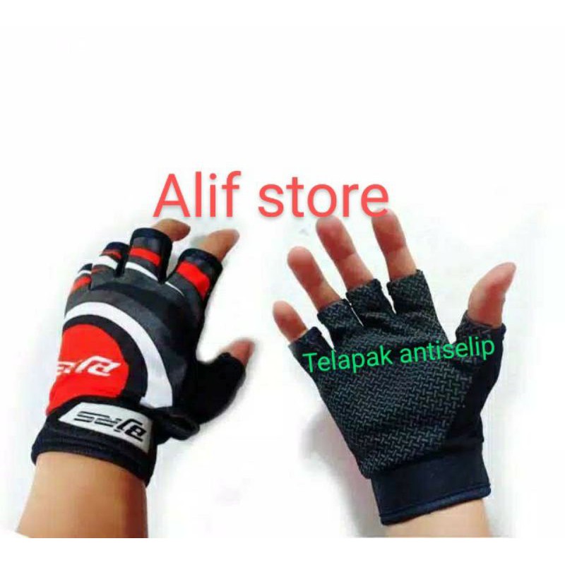 Sarung tangn BJ RS Gowes sepeda glove mtb gym fitness dayli  lokal bahan import