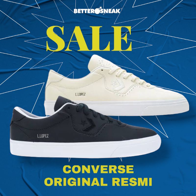 Converse L. Lopez Pro Leather Black / White Ox Original Resmi