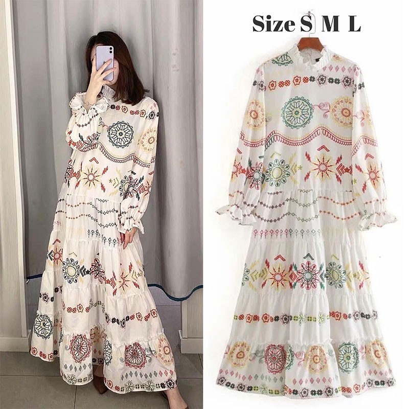 Gamis / Dress / Motif / Baju Import / Pandora mixed pattern maxi dress