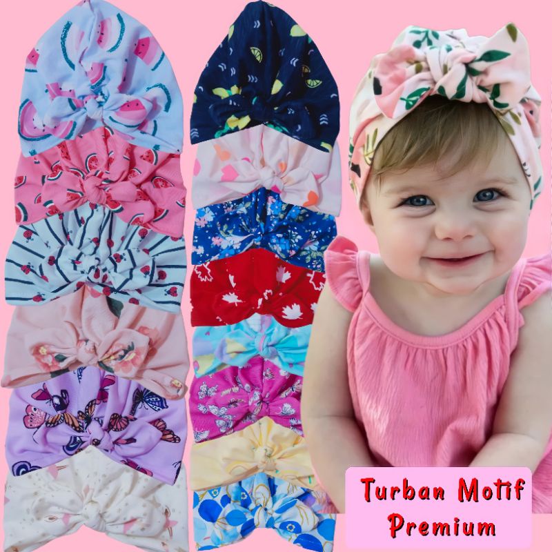 TURBAN ANAK MOTIF PREMIUM / CIPUT BAYI MOTIF 0-2/3Th